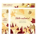Set of autumn banners with mushrooms, leaves, acorns and rosehip Royalty Free Stock Photo
