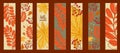 Set autumn bookmarks. Hello autumn. Autumn leaves and rowan berry branch. Royalty Free Stock Photo