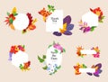 Set autumn frame of colorful leaves, fruits and berry for banner design, greeting card, email. Modern vector design element. Royalty Free Stock Photo