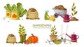 Set of autumn gardening tools