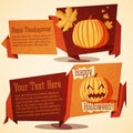 Set of autumn holidays banners - Halloween and Royalty Free Stock Photo