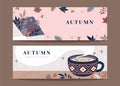 Set of autumn hygge banners Royalty Free Stock Photo