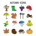 Set autumn icons in color.