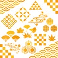 Set of autumn illustrations. Asian design.