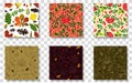 Set of autumn  patterns with rowan and leaves on a transparent background Royalty Free Stock Photo