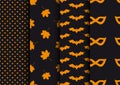 Set autumn seamless backgrounds. Designs for Halloween. Royalty Free Stock Photo