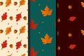 Set of autumn seamless patterns. Abstract autumn texture. Design for fabric, wallpaper, textile and decor. Background with leaves Royalty Free Stock Photo