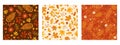 Set of autumn seamless patterns with leaves, berries, flowers. Vector graphics Royalty Free Stock Photo