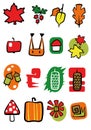 Set of autumn stickers. vector illustration Royalty Free Stock Photo