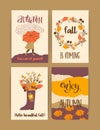 Set of autumn templates. Vector design for card, poster, flyer, web and other users.