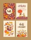 Set of autumn templates. Vector design for card, poster, flyer, web and other users.