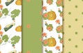 Set of autumn Vegetable patterns. Pumpkin seamless background. Royalty Free Stock Photo