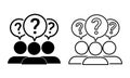 Set of avatar with chat speech message bubbles with question marks. Forum icon. Communication sign.