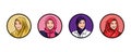 set avatar of a female characters with an Islamic veil, headscarf, hijab, chador. round, circle icon vector illustration.