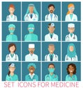 Set of avatar icons characters for medicine