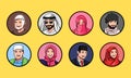 set avatar portraits of muslim characters. keffiyeh, muslim cap, hijab, niqab. round, circle avatar icon. vector illustration.