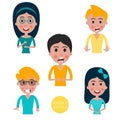 Set of avatars characters with a different emotions. Vector illustration