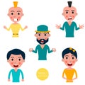 Set of avatars characters with a different emotions. Vector illustration