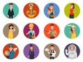 Set avatars characters of different professions: firefighter, as