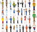 Set of avatars characters of different professions: policeman, photographer, courier, pilot, doctor and others. Vector Royalty Free Stock Photo