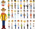 Set of avatars characters of different professions: policeman, photographer, courier, pilot, doctor and others. Vector Royalty Free Stock Photo