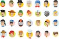 Set of avatars characters of different professions: policeman, photographer, courier, pilot, doctor and others. Vector Royalty Free Stock Photo