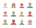 Set of 12 avatars characters of elderly people