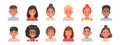 Set of avatars of children characters. Happy faces of boys and girls of different nationalities Royalty Free Stock Photo