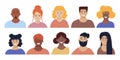 Set of avatars of happy people, characters. Men and women of different cultures and nationalities.