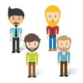 Set avatars men of different diversity over white background