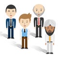 Set avatars men of different diversity over white background