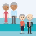 Set avatars of men and women of different diversity over blue background