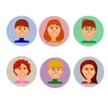 Set of avatars peoples in colorful style. Royalty Free Stock Photo