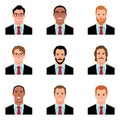 Set of avatars portraits of men in suits Royalty Free Stock Photo