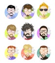 Set avatars profile flat men vaping e-cigarette, different characters Royalty Free Stock Photo