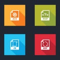 Set AVI file document, PHP, JS and GIF icon. Vector Royalty Free Stock Photo