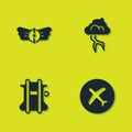 Set Aviation emblem, Plane, Parachute and Storm icon. Vector