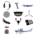 Set of aviation icons. Small aviation symbols and elements flat design