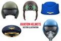 Set of Aviator Helmets and hats.