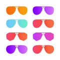 Set aviator sunglasses with gradient. Royalty Free Stock Photo