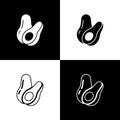 Set Avocado fruit icon isolated on black and white background. Vector Royalty Free Stock Photo