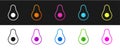 Set Avocado fruit icon isolated on black and white background. Vector Royalty Free Stock Photo
