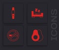 Set Avocado fruit, Smartwatch, Time to sleep and No Smoking icon. Vector