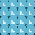 Set Award cup and Game console with joystick on seamless pattern. Vector