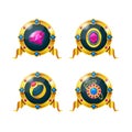 Set of awards, badges, icons of gems, amulets, treasures.