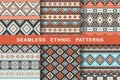 Set of aztec geometric backgrounds. Royalty Free Stock Photo