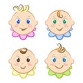 Set of babies avatars. Children's faces. Little boys and girls.