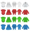 Set of baby bodysuit dress and jacket blank template.