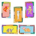 Set of 5 baby cards with cute animals