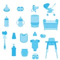 Set of Baby Care and Child Equipment Vectors and Icons